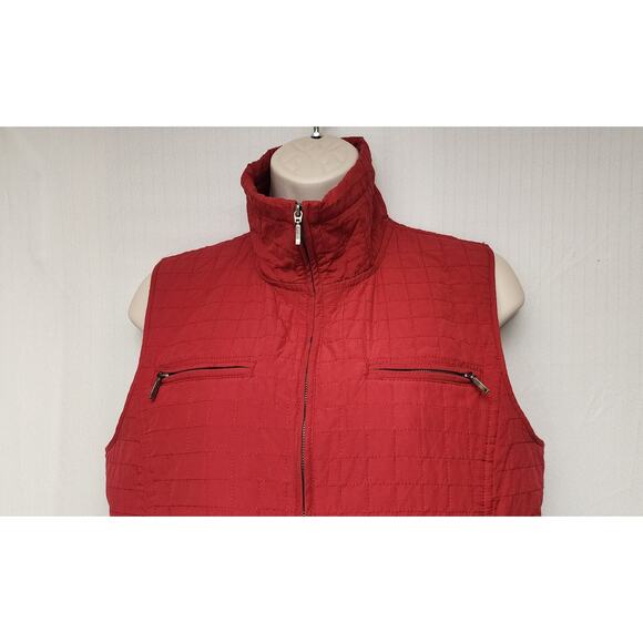 Chico's Women’s Red Sleeveless Vest Front Zipper Pockets Size 0/US 4 Small - Picture 5 of 7